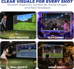 Sturdum 10x7ft Golf Simulator Impact Screen White with Bungee Cords gallery image 7