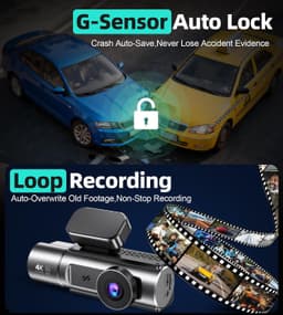 DKGEA C30-4K 3-Channel Dash Cam Front Rear Cabin 128GB WiFi gallery image 5