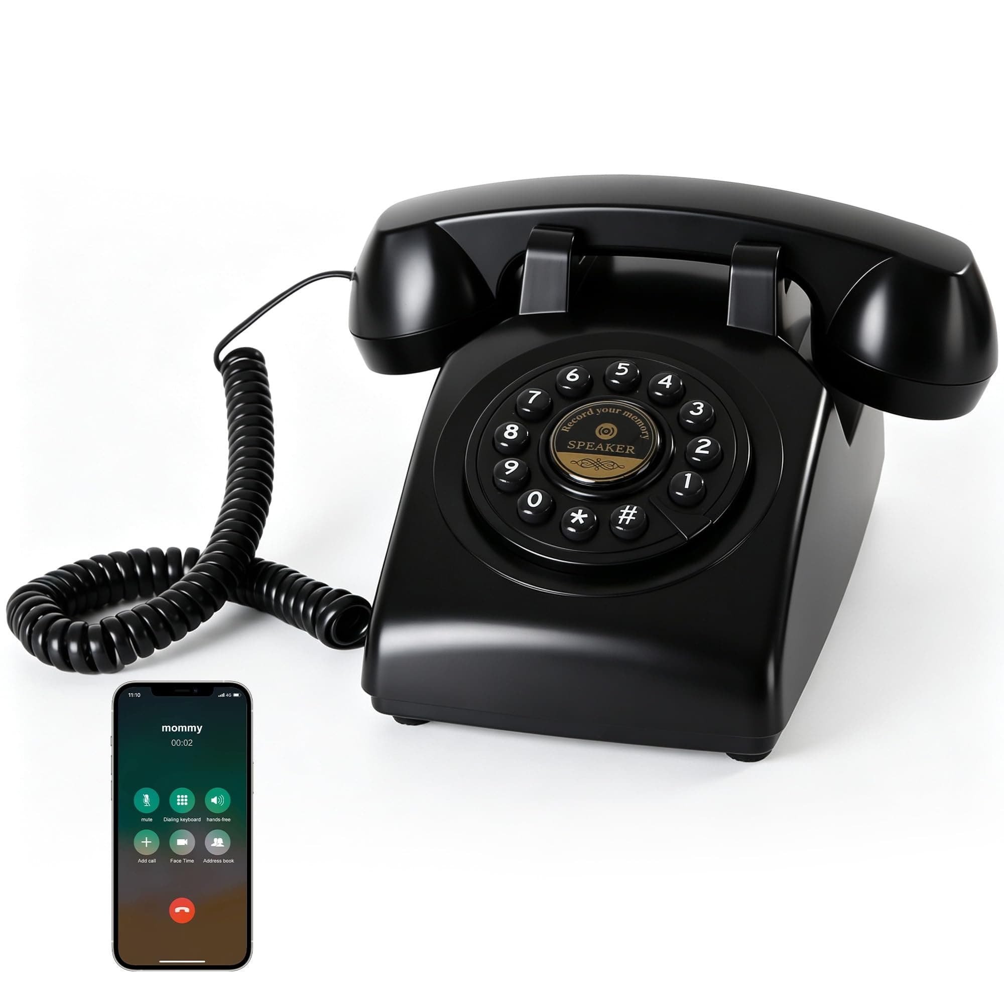 Ruansihang Retro Bluetooth Desk Telephone Speakerphone Rechargeable