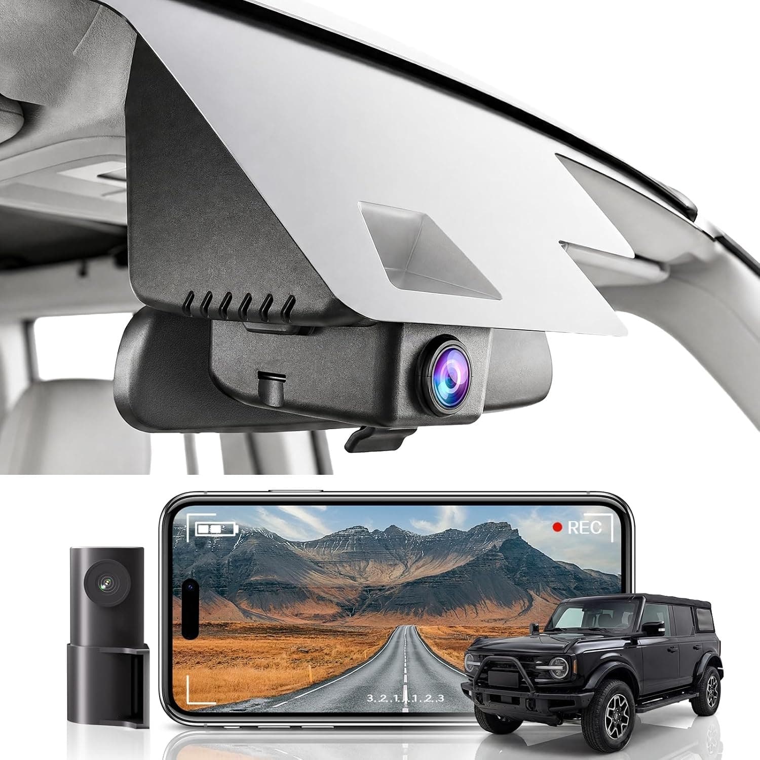 KBSYNT 4K Front 1080P Rear Dash Cam for Ford Bronco 2021-2024 128GB