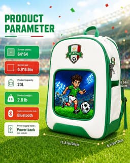 Laptop Cases & Bags Led Backpack 64x64 Pixel Screen APP Control Smart Backpack gallery image 7