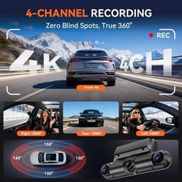 Other Car Video Black 4K+3x1080P 4 Channel Dash Cam 360° All Around View Dash Ca gallery image