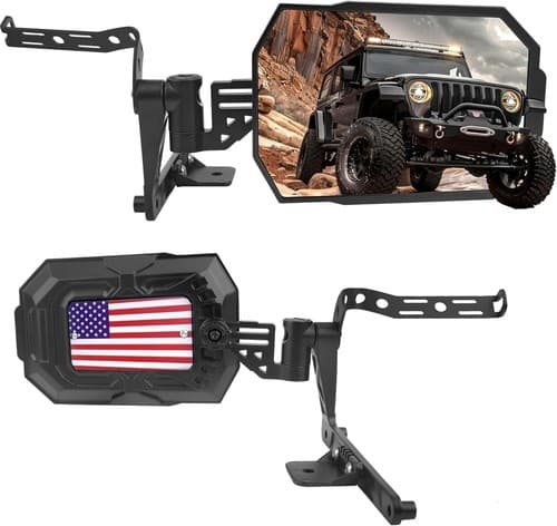 Aluminum Doors-Off Rear-View Mirrors with US Flag for Wrangler JL JLU Gladiator