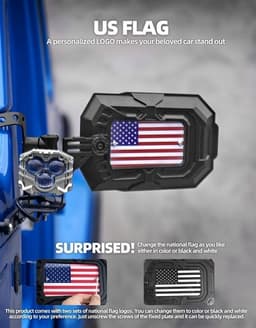 Aluminum Doors-Off Rear-View Mirrors with US Flag for Wrangler JL JLU Gladiator gallery image