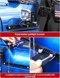 Aluminum Doors-Off Rear-View Mirrors with US Flag for Wrangler JL JLU Gladiator gallery image
