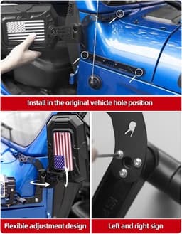 Aluminum Doors-Off Rear-View Mirrors with US Flag for Wrangler JL JLU Gladiator gallery image