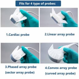 Adhesive Ultrasound Probe Covers Latex Free Clear Disposable 5×3 50 Pack gallery image