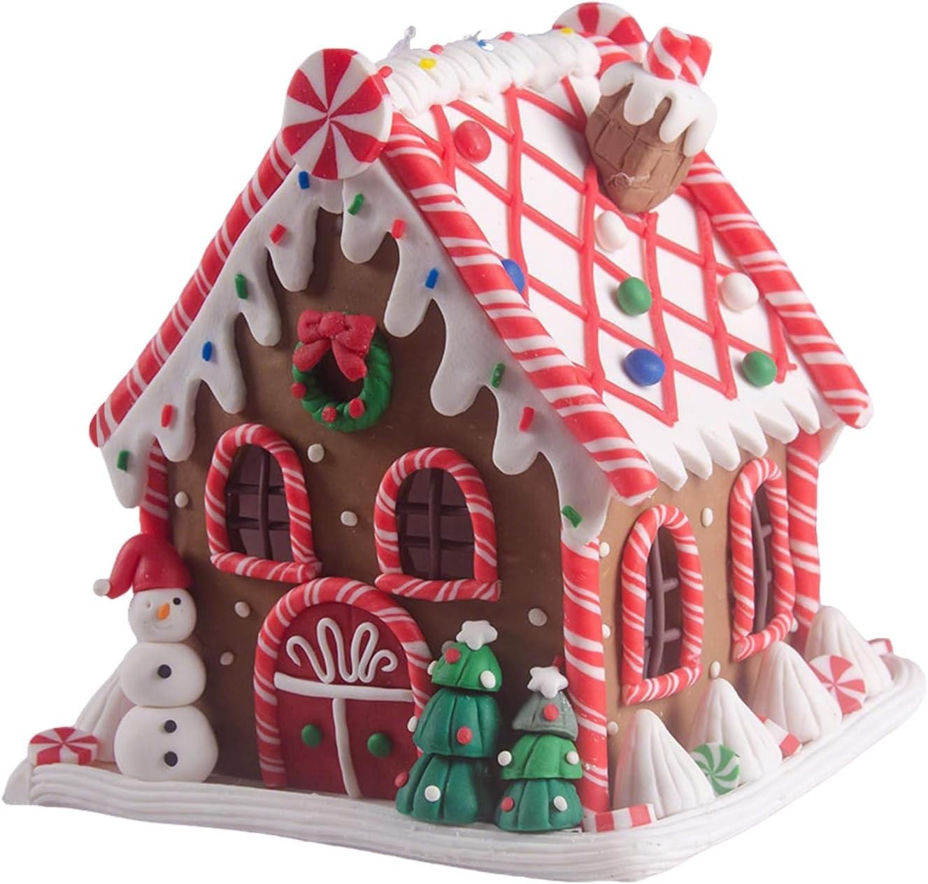 Gingerbread House Ornament Christmas Clay Snow Cottage Kids Holiday Table Decor