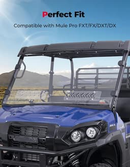 Vented Front Windshield for Kawasaki Mule Pro FXT DX DXT 2015-2025 Scratch Resis gallery image
