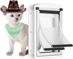 Stainless Steel Cat Door for Interior/Exterior Doors Double Flap Lock Panels Sml gallery image