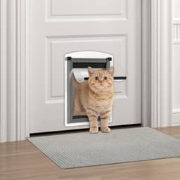 Stainless Steel Cat Door for Interior/Exterior Doors Double Flap Lock Panels Sml gallery image