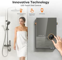 14.4kW Electric Tankless Water Heater 240V 3.5 GPM WiFi ETL Gray gallery image