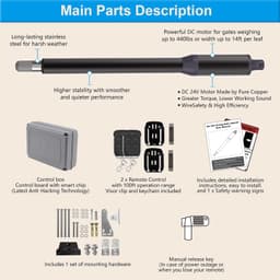 Opener Systems C01 L Smart Automatic Gate Opener Kit App Compatible Single Swing gallery image