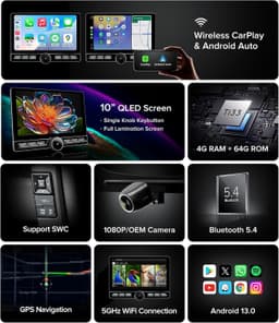 10″ Android Car Stereo CarPlay Android Auto Fit Dodge Caravan 2011–2020 gallery image