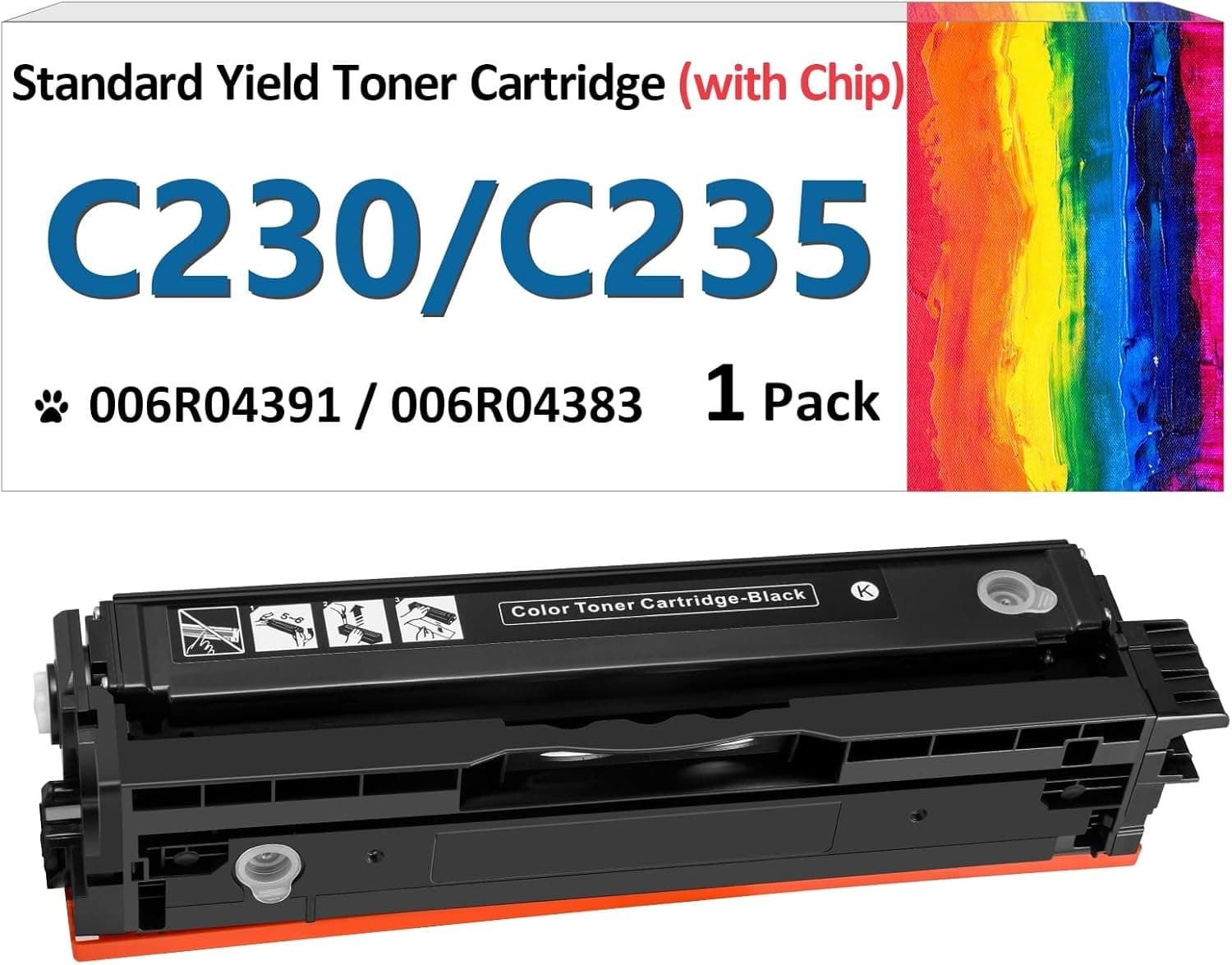 Black Toner Cartridge High-Yield for Xerox C230 C235 006R04391 with Chip