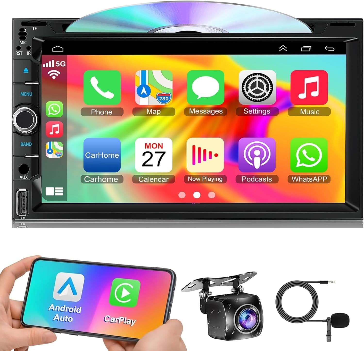 Video In-Dash Units w/GPS EQ Double Din Car Radio Stereo 7 Inch Touch Screen Sup