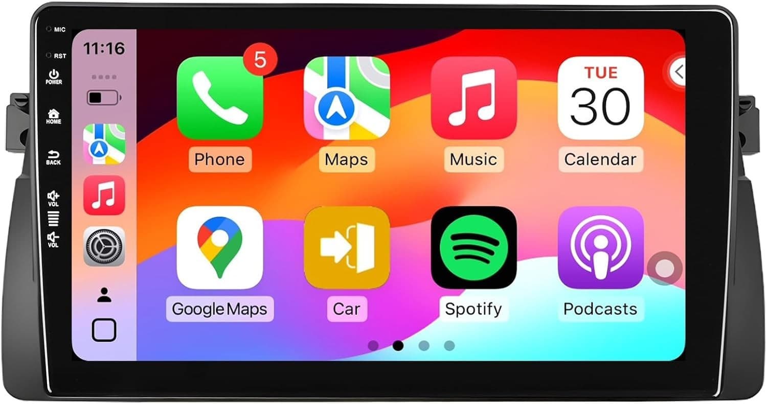 BMW E46 Car Stereo 9″ Android 13 Wireless CarPlay GPS Camera 1998-2006