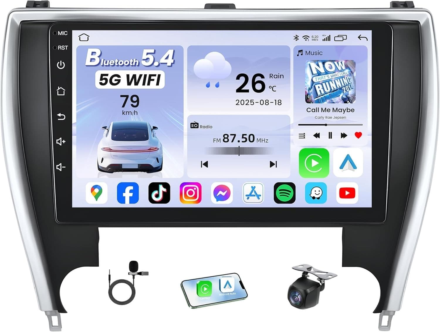 10.2in Touchscreen Car Stereo for Toyota Camry 2015-2017 Wireless CarPlay