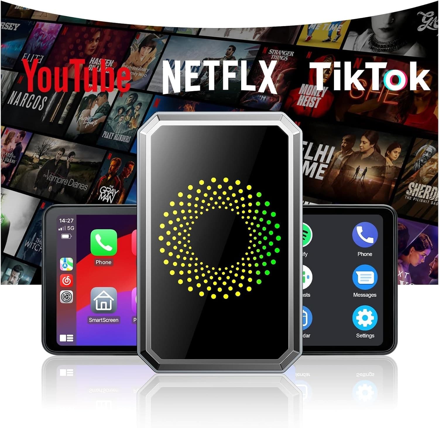 Adapters TOGUARDGO 3 in 1 Wireless Carplay Adapter Magic AI Box YouTube TikTok