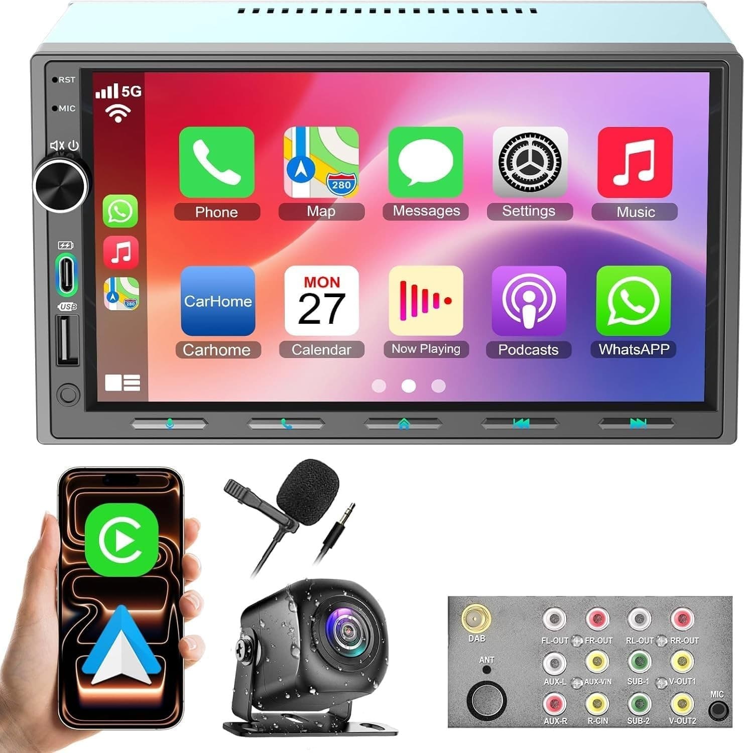 Android 13 Car Stereo Wireless CarPlay Android Auto Mirror Link Bluetooth Bundle