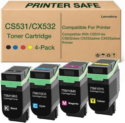 75M10K0 75M10C0 75M10M0 75M10Y0 Toner Cartridge Replacement for Lexmark CS531 CX