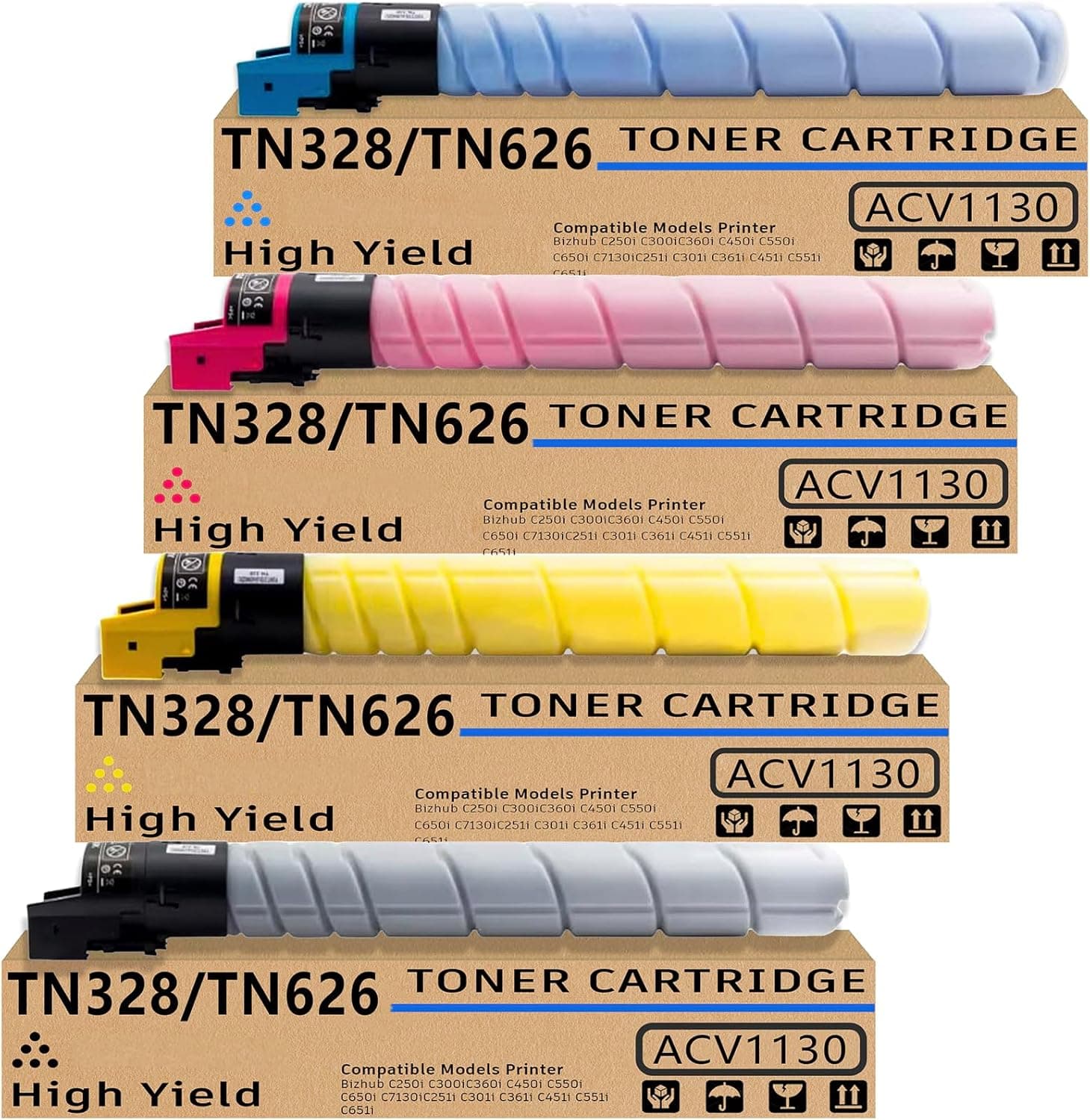 Toner Cartridge TN 626 TN626 Toner Cartridge 4 Pack High Toner Cartridges Bundle