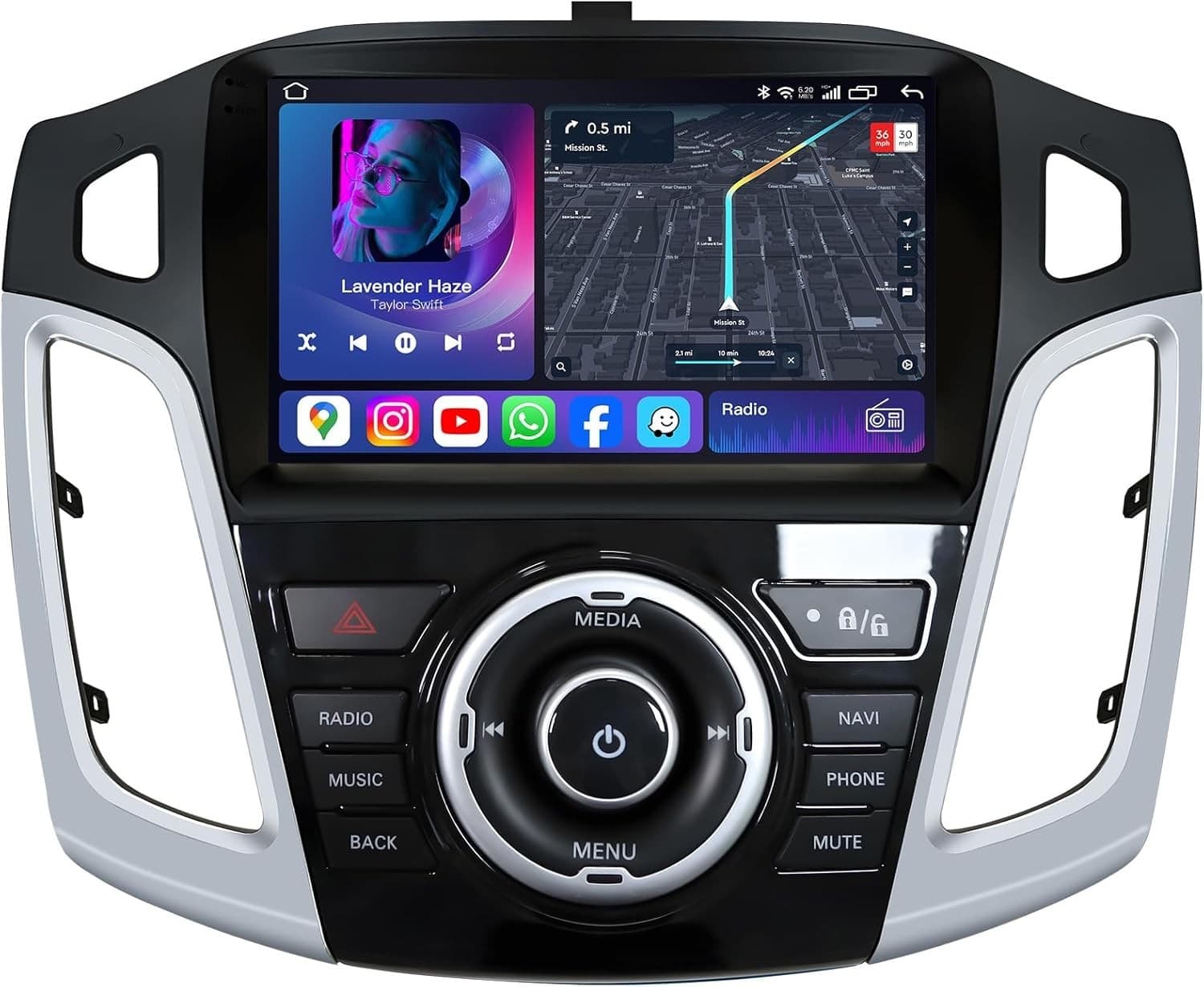 9in IPS Android Car Stereo Ford Focus 2012-2018 Wireless CarPlay Android Auto GP