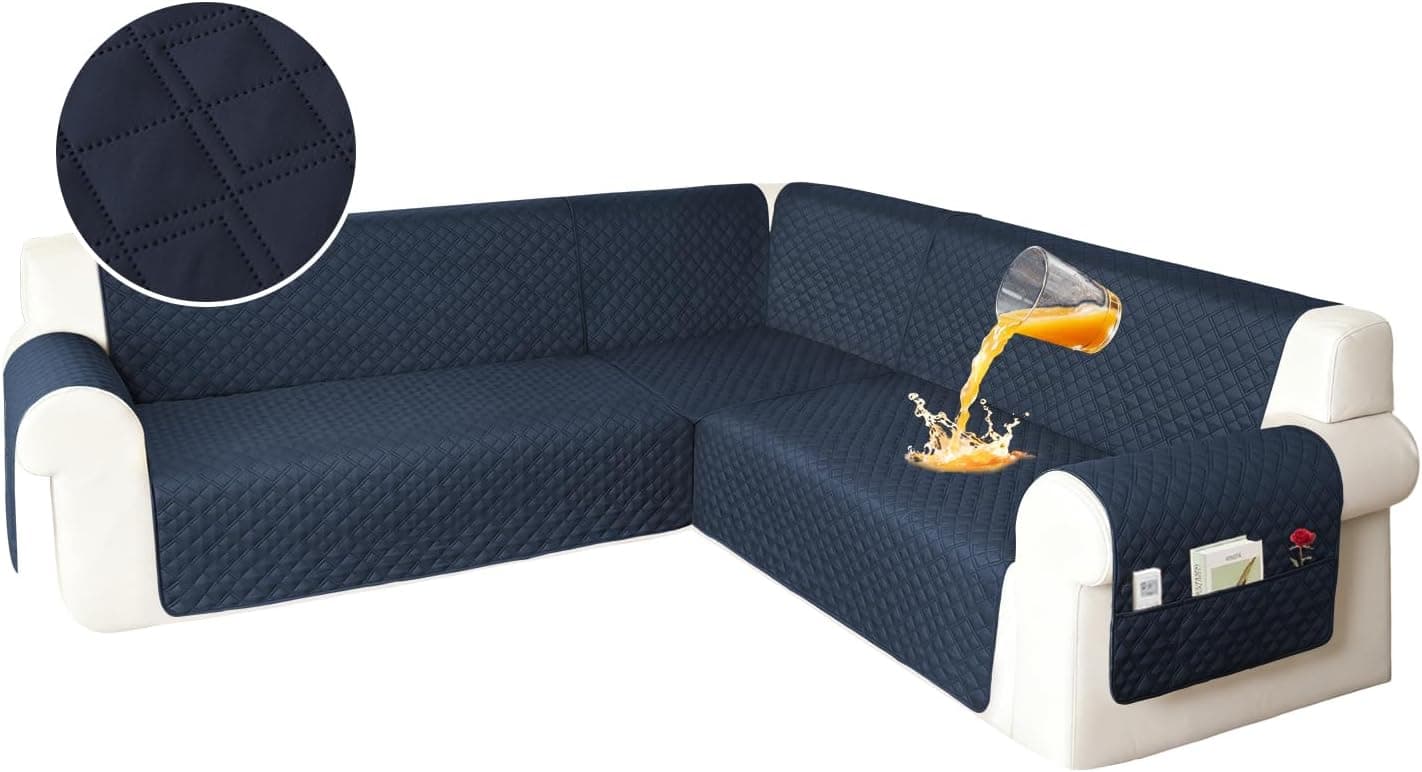 Waterproof L Shape Sectional Couch Cover Non-Slip Sofa Protector Pet