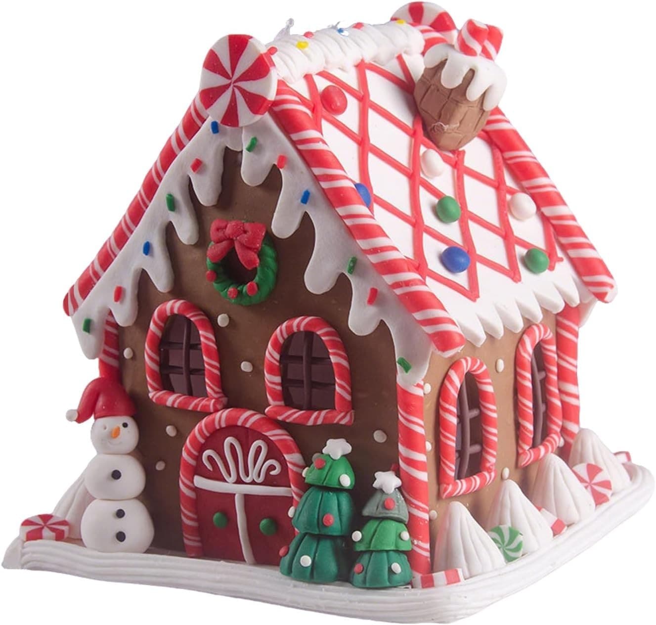 Gingerbread House Ornament Christmas Clay Snow Cottage Kids Holiday Table Decor