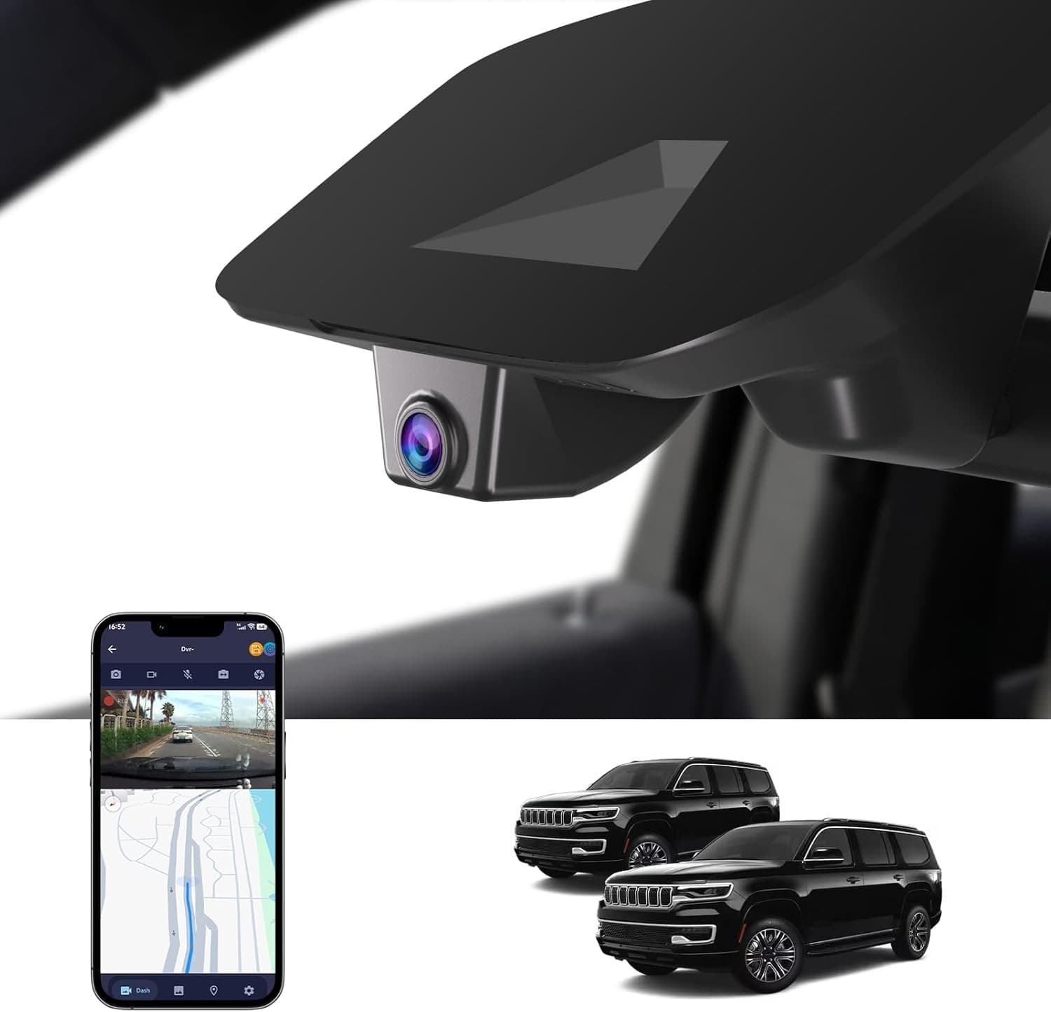 Video In-Dash Units w/GPS black 2022 Single Channel 4K Dash Cam Jeep Wagoneer Gr