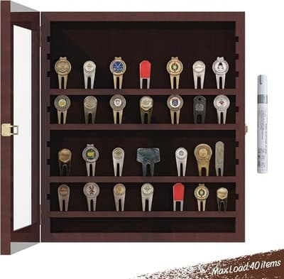 Display Cases & Stands Cherry 40 Golf Divot Tool Display Case 16in x 14in,Golf