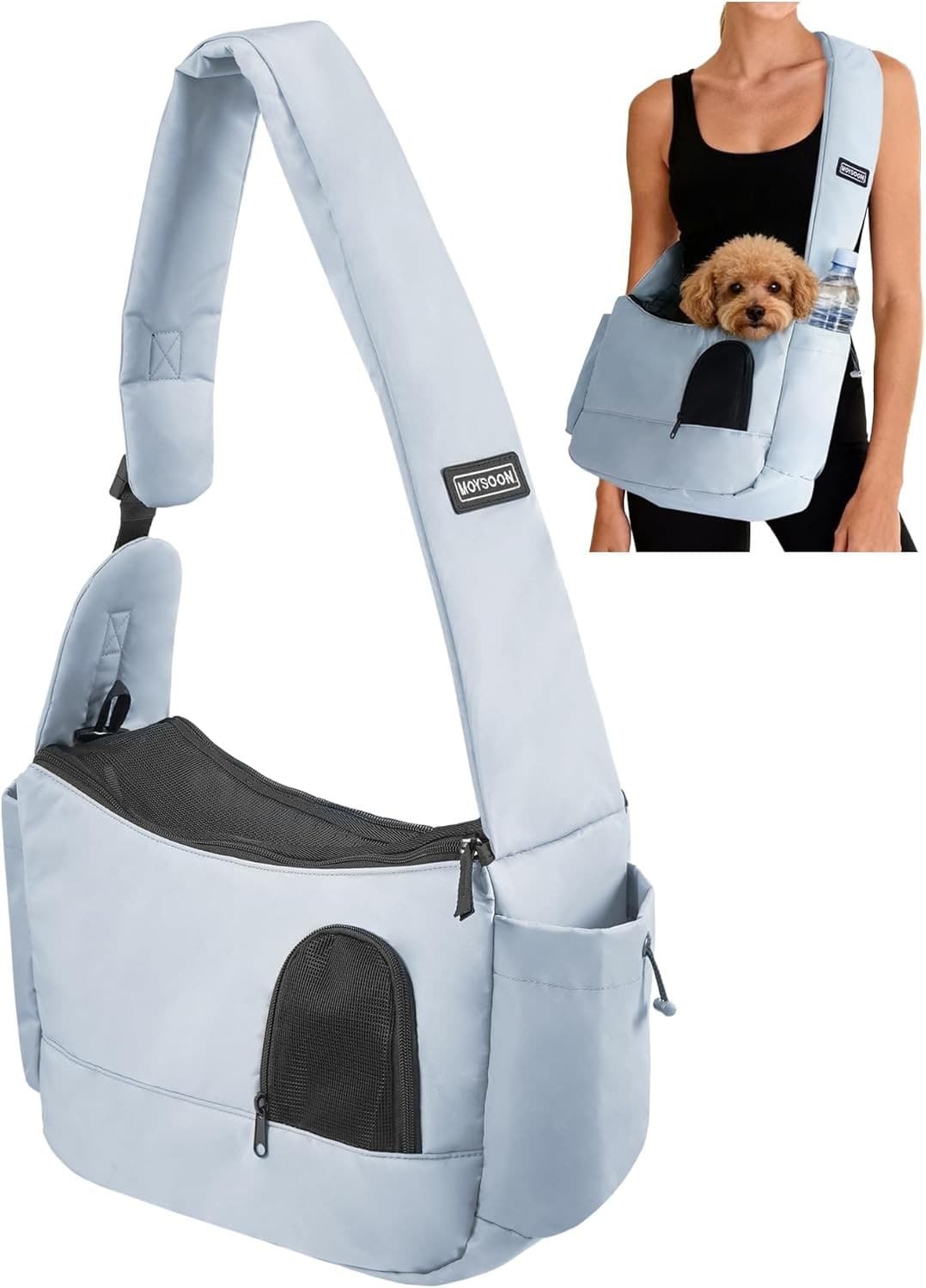 Pet Sling Carrier for Small Dogs Up to 7 lb Breathable Mesh Grey