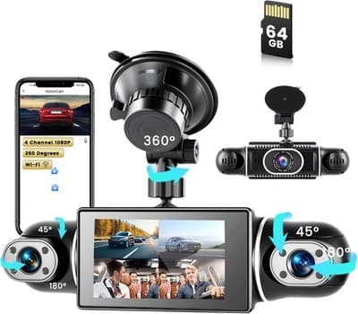 Other Car Video 360° Dash Cam Front/Rear/Inside/Side 4 Channel Dash Camera FHD 1