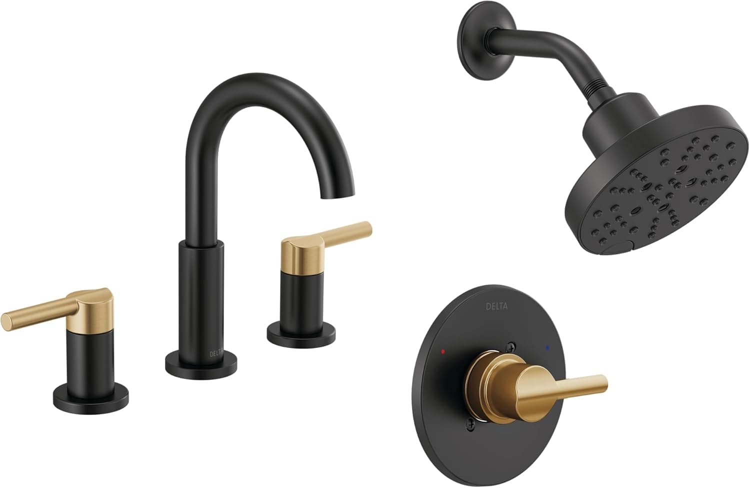 Shower Faucets & Thermostats Matte Black/Champagne Bronze Delta Faucet Nicoli 14