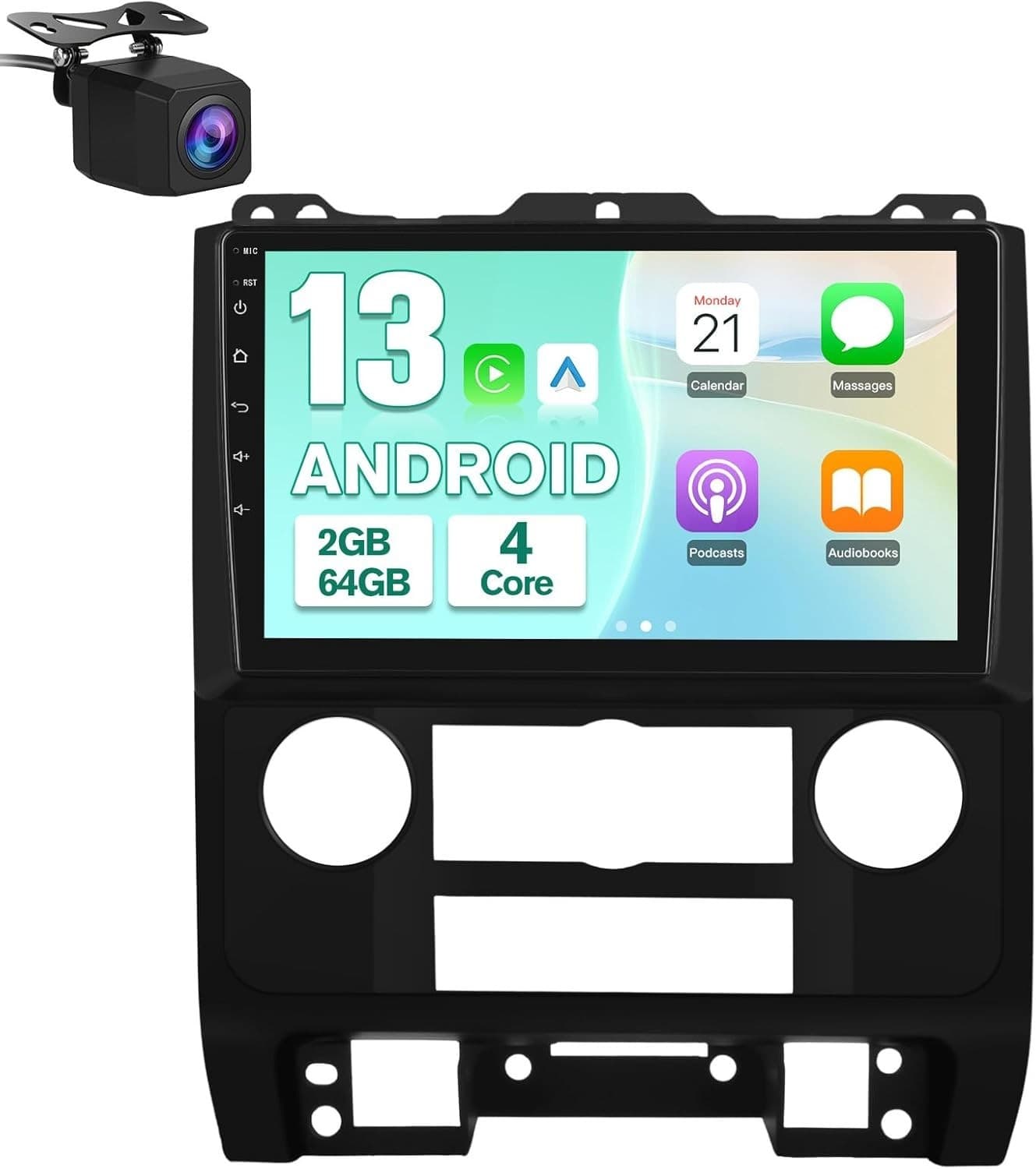 9in Android Car Stereo for Ford Escape 2007-2012 Wireless CarPlay GPS Bluetooth