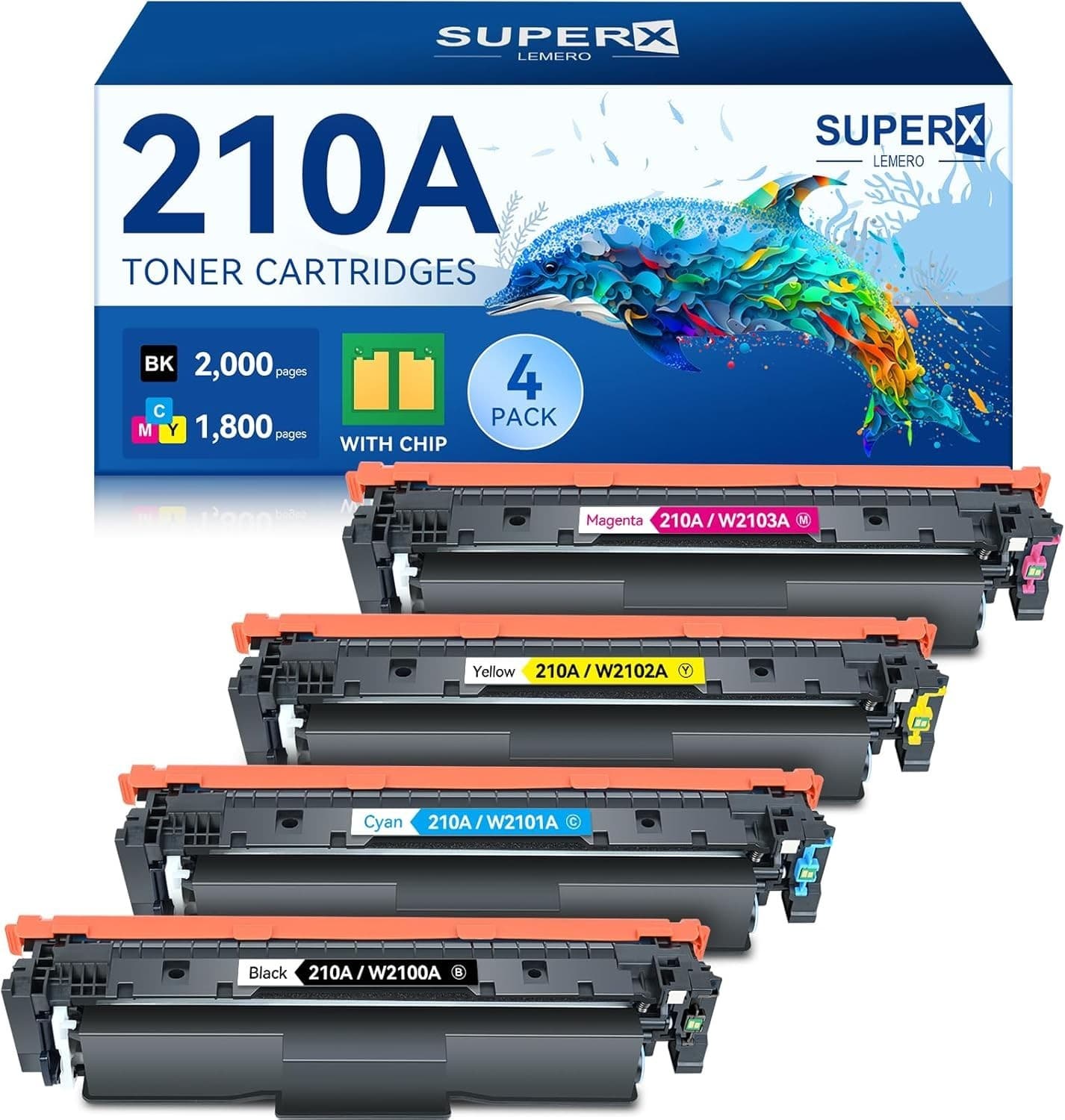 210A Color Toner Cartridges 4 Pack With Chip Compatible LaserJet Pro 4201 4301