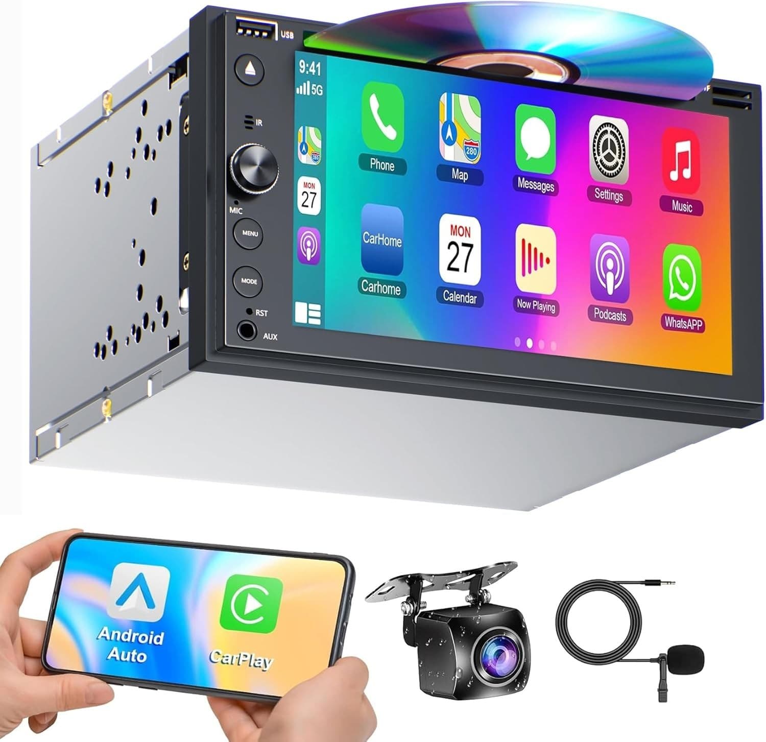 Android 13 Car Stereo Wireless CarPlay Android Auto Video In-Dash Units w Bundle