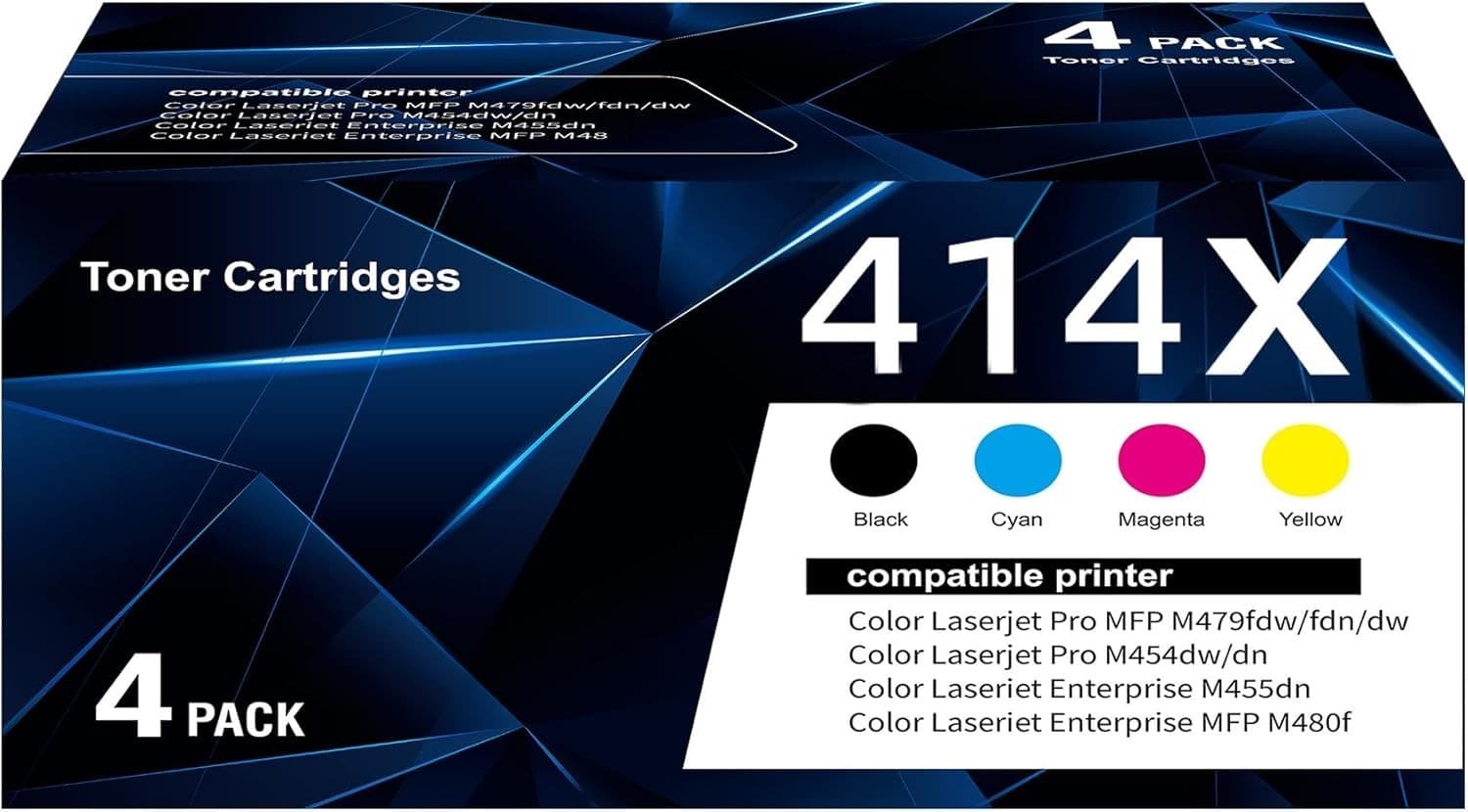 414X Toner Cartridges 4 Pack with Chip High Yield for LaserJet Pro M479 M454