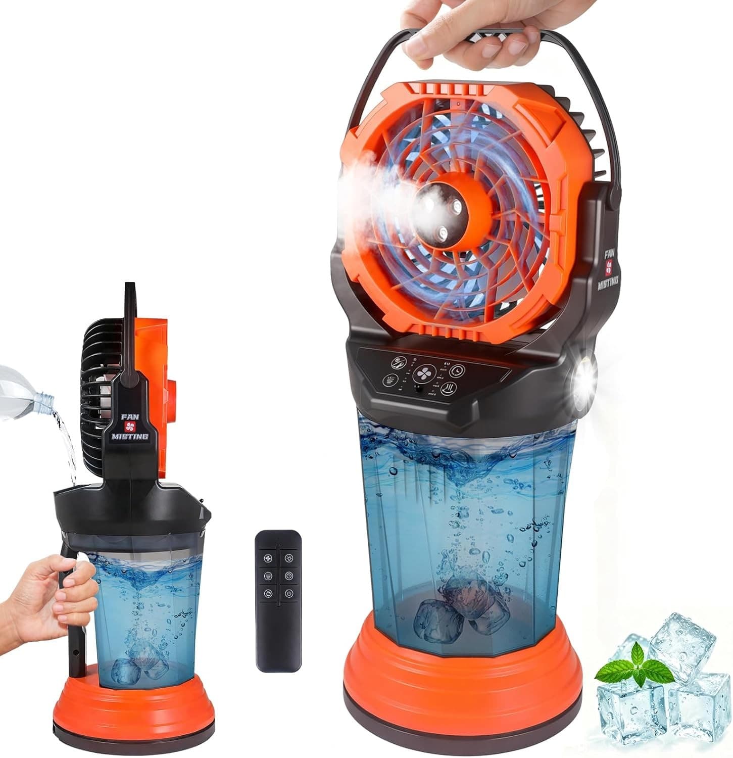 Portable Misting Fan Portable Fans Orange 2026 2026 New Mist Fan 3 Spray Nozzles