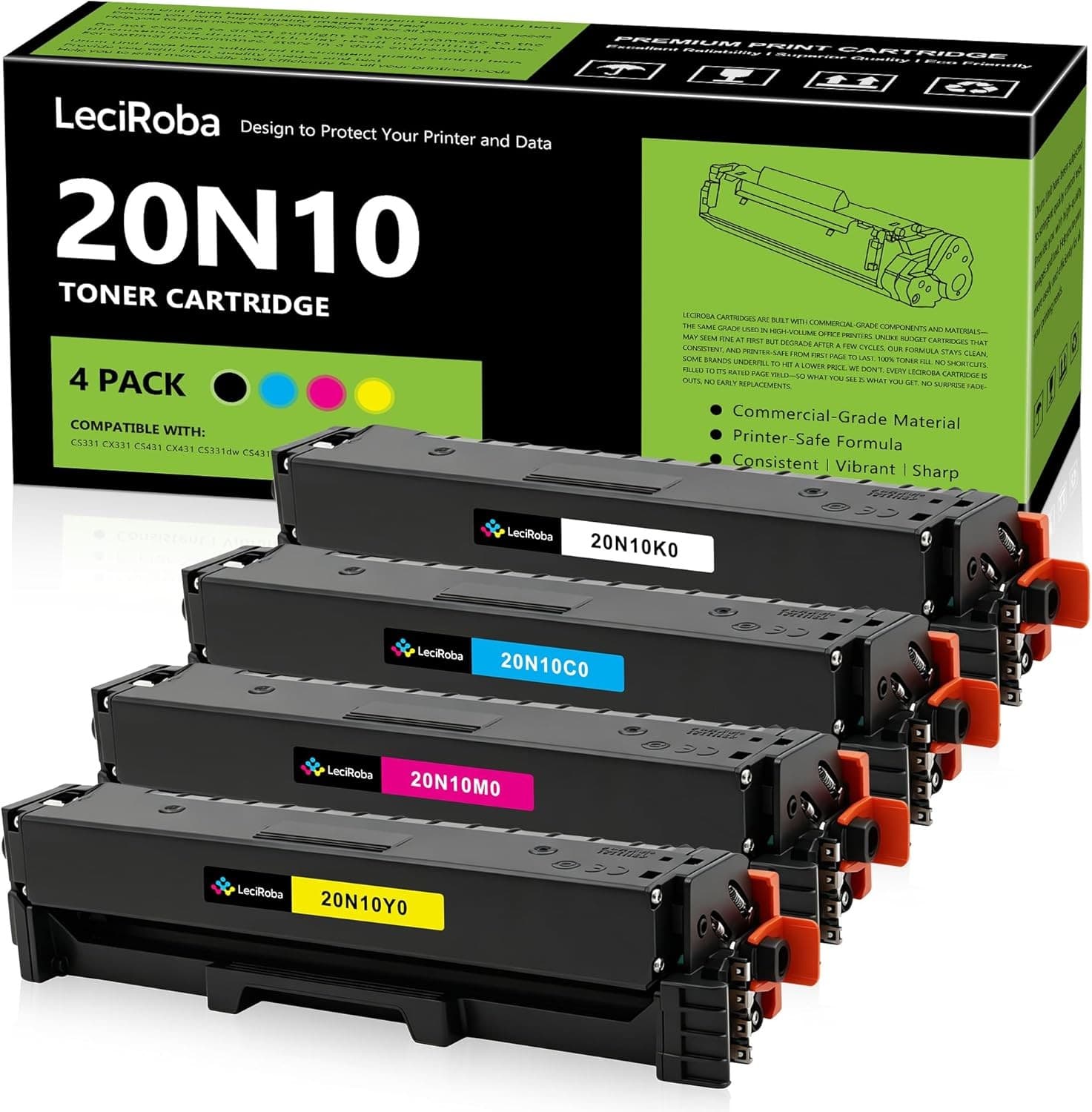 20N10 Compatible Toner Cartridges for Lexmark 20N10K0 20N10C0 20N10M0 20N10Y0