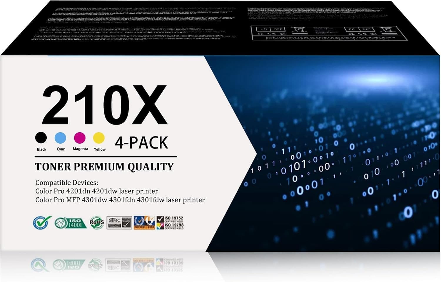 210X High-Yield Toner Cartridge 4-Pack Replacement for HP 210X Toner 210A Compat