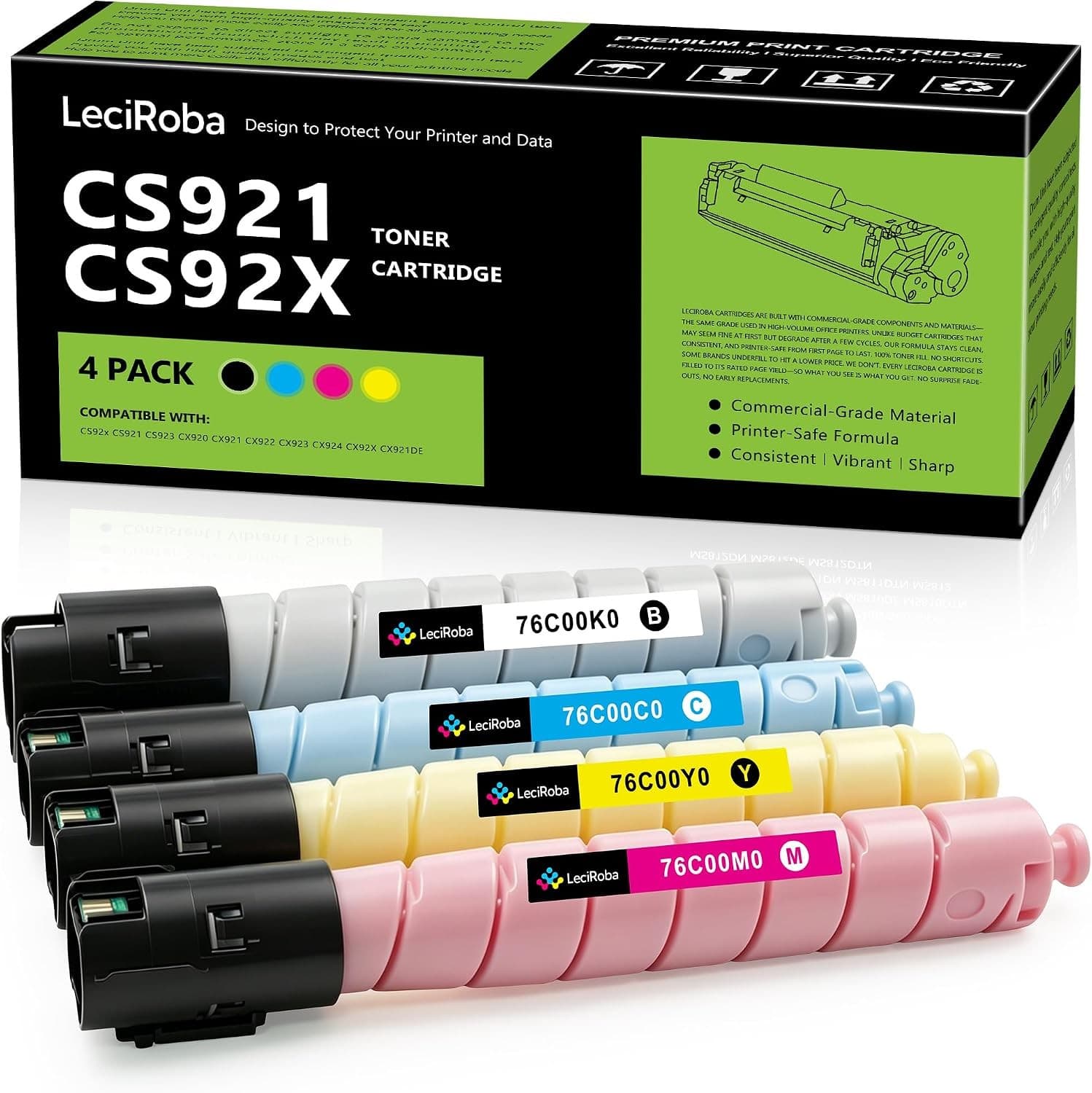 Compatible Toner Cartridge Replacement for Lexmark 76C00K0 76C00C0 76C00M0 76C00