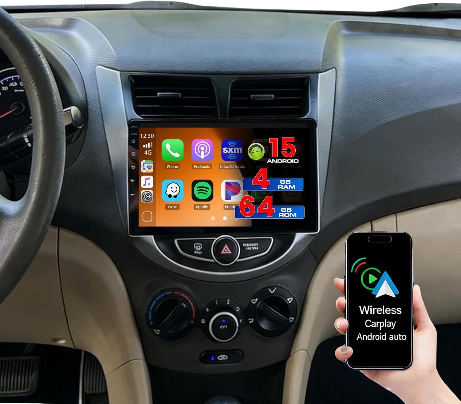 Android 13 Car Stereo Wireless CarPlay Android Auto Hyundai Accent 2012-2017 GPS