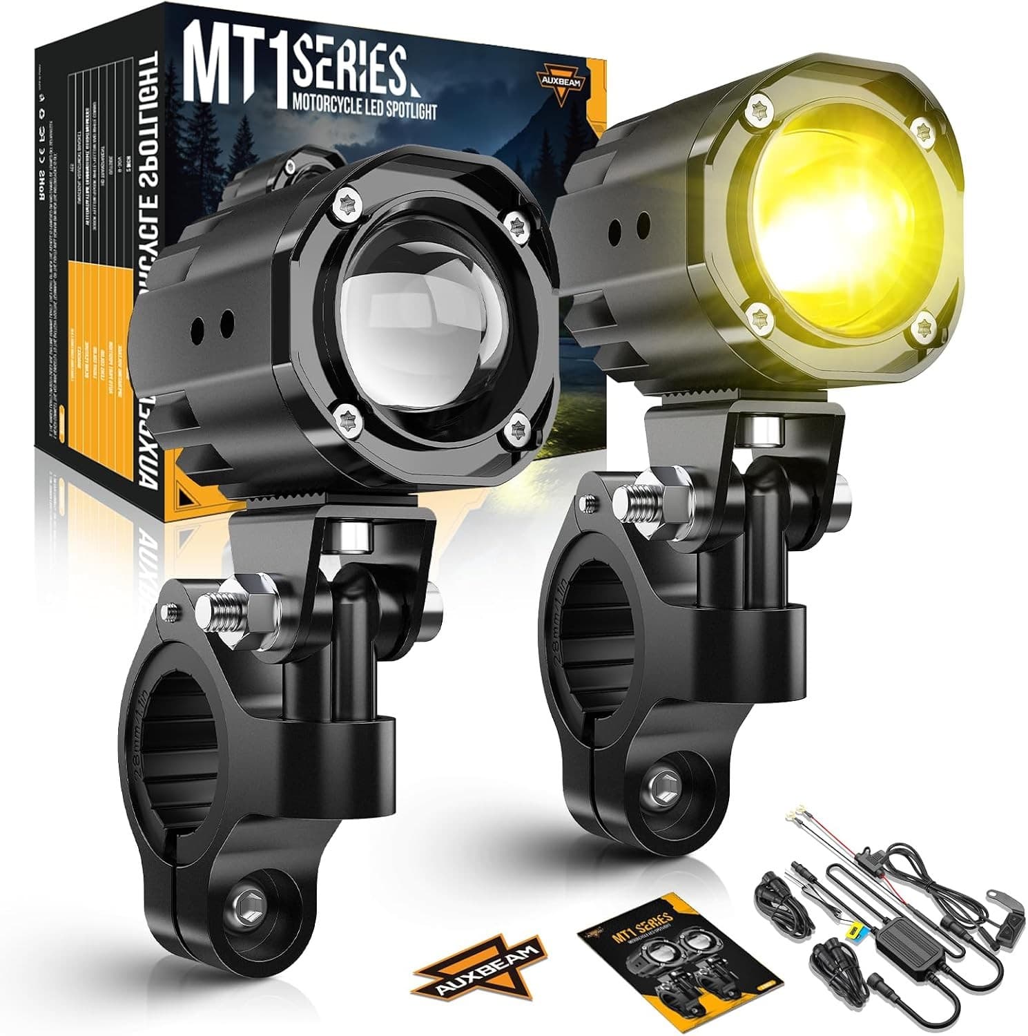GDAB002897 Fog Light Assemblies Black MT1 Series Motorcycle Auxiliary Lights 600