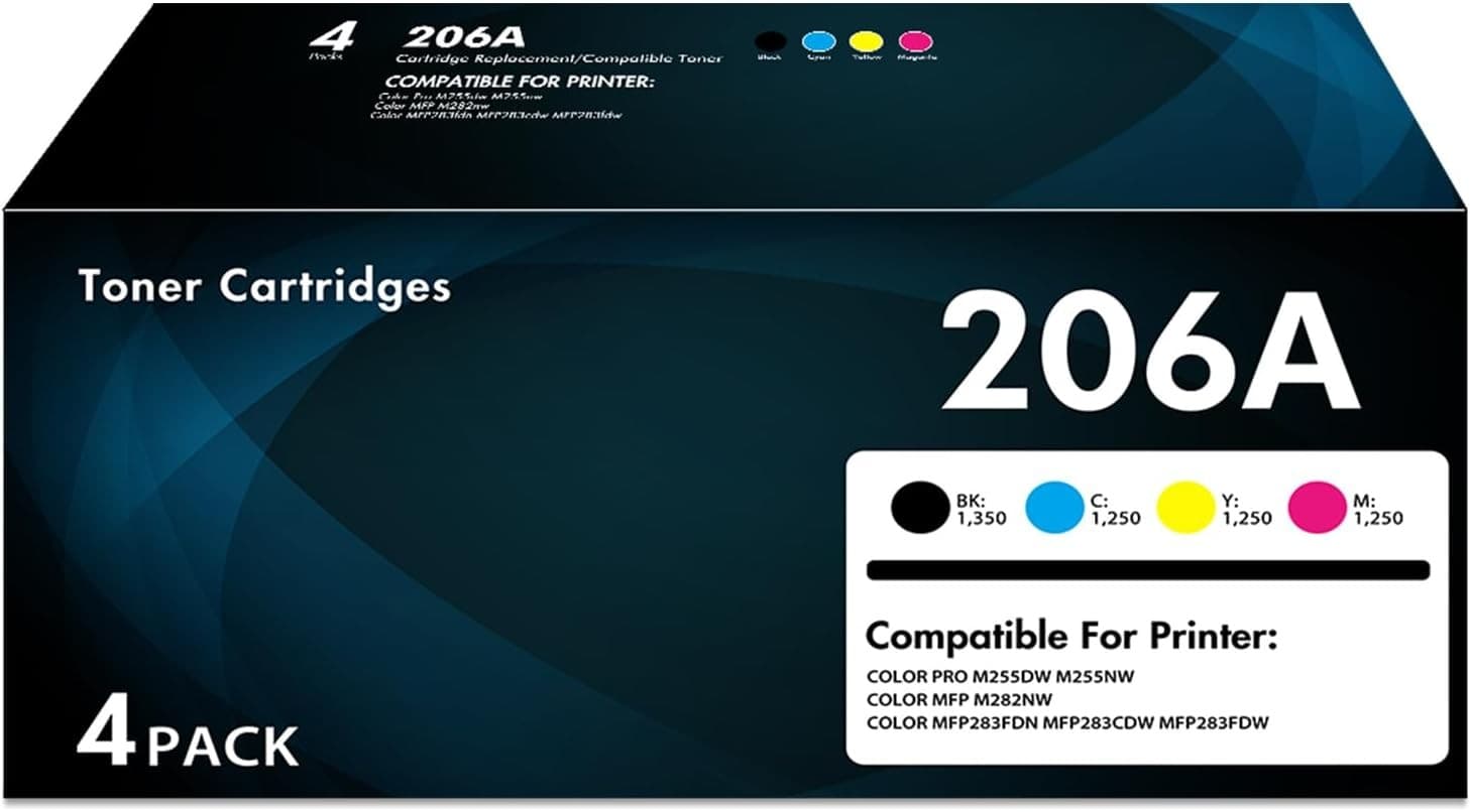 206A Toner Cartridges Color Laser Jet Pro MFP M283fdw Compatible with HP 206A W2