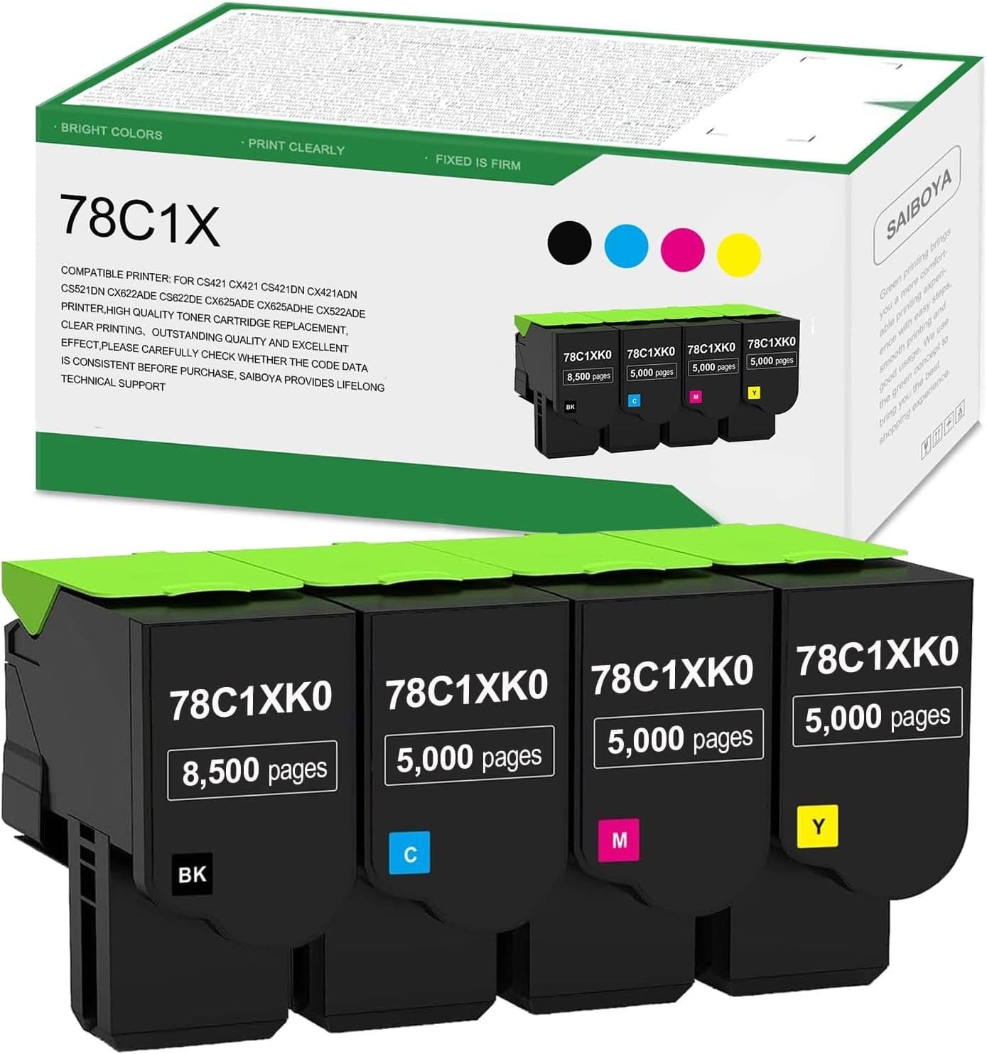 High Yield 78C1X 78C1XK0 78C1XC0 78C1XM0 78C1XY0 Toner Cartridge Compatible Kit