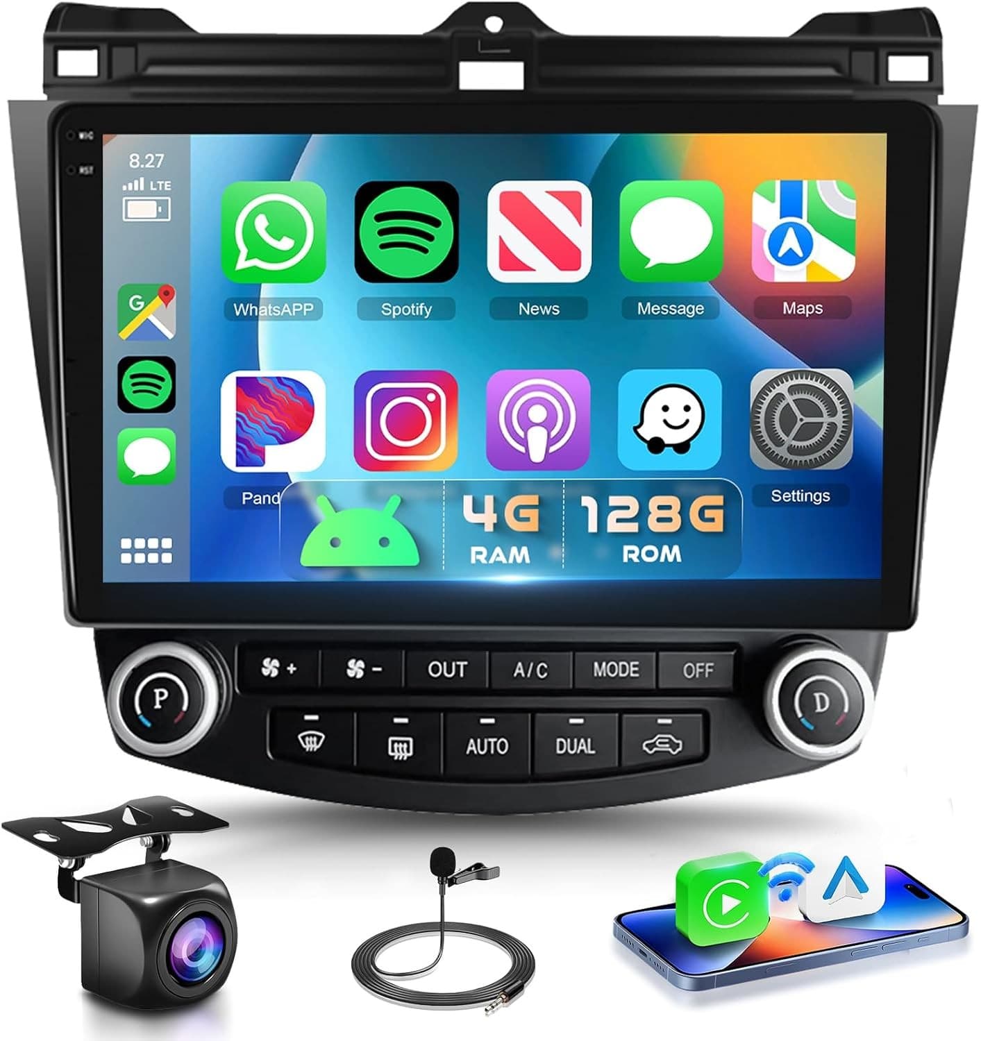 Video In-Dash Units w/GPS 2003 4G+128G Car Radio Honda Accord 7th 2003 2007 Ster