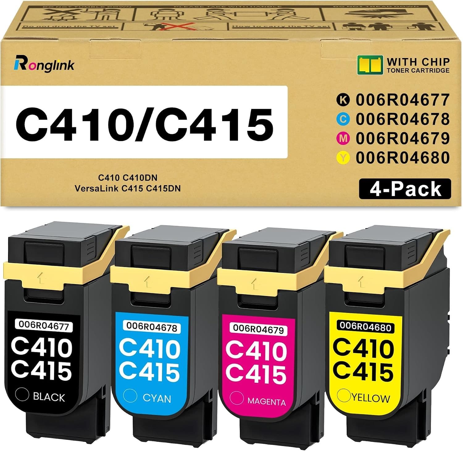 C410 C415 Toner Set for Xerox VersaLink C410DN C415DN 4 Pack with Chips