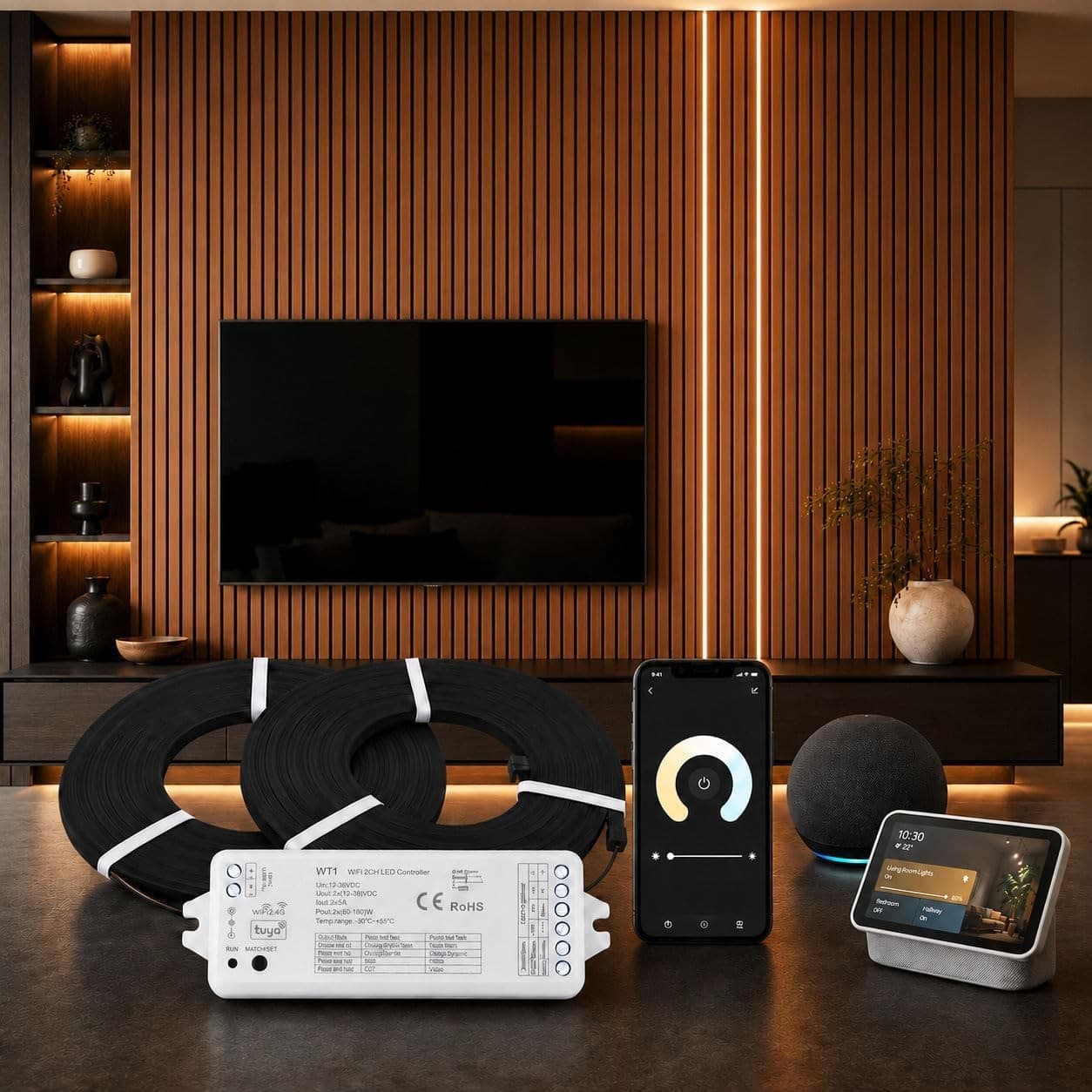 DEIGCYU Smart Slat Wall LED Light Strip Kit 2 x 10 ft Tunable White