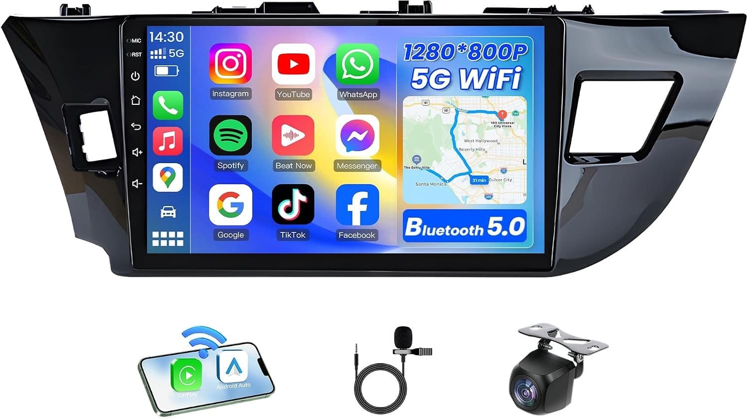 Jufodrca 10in Android 15 Car Stereo Toyota Corolla 2014-2016 CarPlay